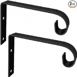 Hanging Plant Bracket 2 Pack, Metal Plant Hook for Indoor & Outdoor, Decorative Wall Plant Hanger for Hanging Planters, Lanterns, Bird Feeders, Flower Baskets - Black