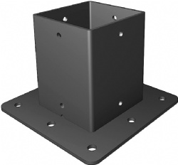 Steel Post Base Mailbox Base Plate Black Powder-Coated Fence Post Anchor